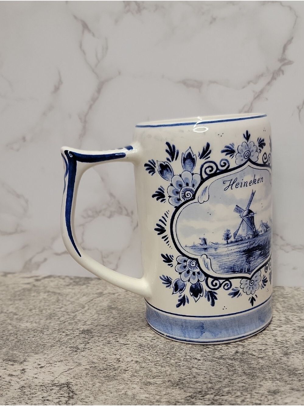Vintage Heineken Blue Delft Ceramic Beer Stein Mug from Holland - Picture 8 of 11